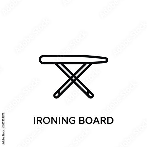 Simple line drawing of an ironing board with text label below