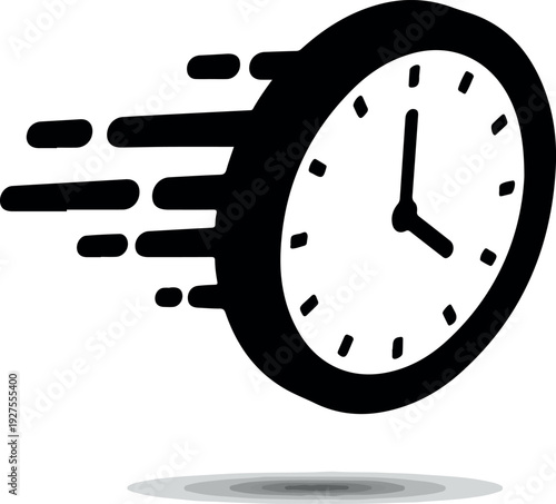 Speedy Clock Icon With Motion Trails Flat Design