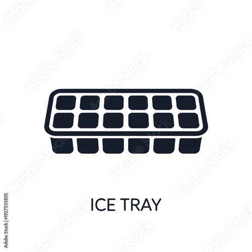 A simple black glyph icon depicting a rectangular ice cube tray