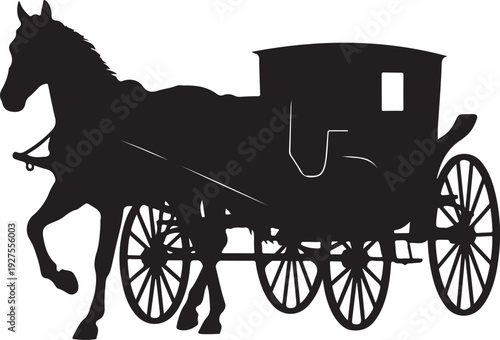 Majestic Horse-Drawn Carriage Pulled by Two Horses, Representing Classic Vintage Travel and Elegant History , Generative Ai