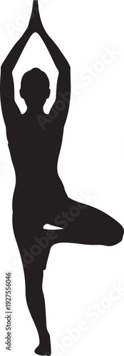 Serene Woman Practicing Yoga in Tree Pose (Vrksasana), Symbolizing Balance, Mindfulness, and Wellness , Generative Ai