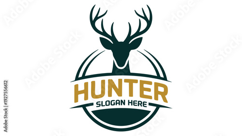 Logo design featuring a deer head and hunter slogan placeholder