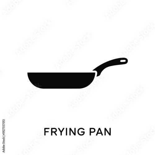 Simple black silhouette of a frying pan on a white background