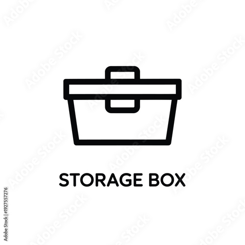 Simple black and white line drawing of a rectangular storage box
