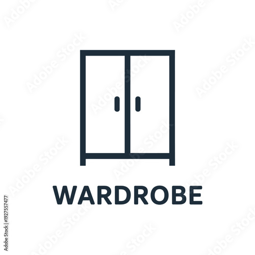 Simple outline of a dark blue wardrobe on a white background