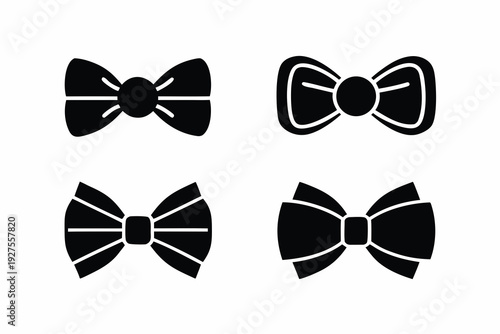 set of Men’s Bow Tie Silhouette Vector Illustration Isolated