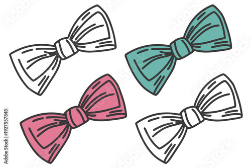 set of Bow tie silhouette illustration isolated on white background