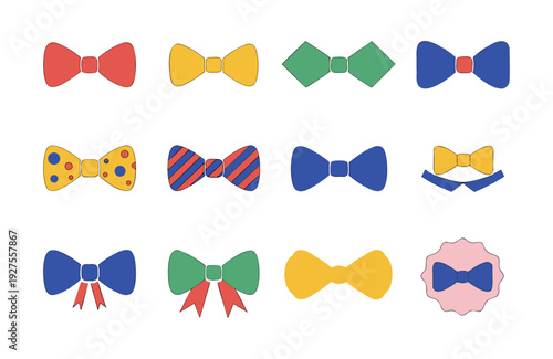 colorful Formal Bow Tie Silhouette Icon set  Vector Design