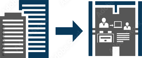 Office relocation abstract illustration with transformation concept