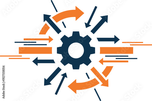 Gear arrows flow cycle motion strategy abstract vector