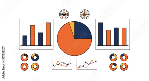 Data visualization dashboard displaying various charts and statistical graphics