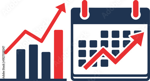Business growth graph and calendar displaying increasing trends over time