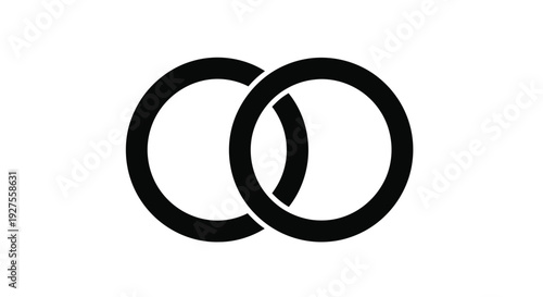 Two interlocking circles forming an infinity symbol presented as a striking black silhouette