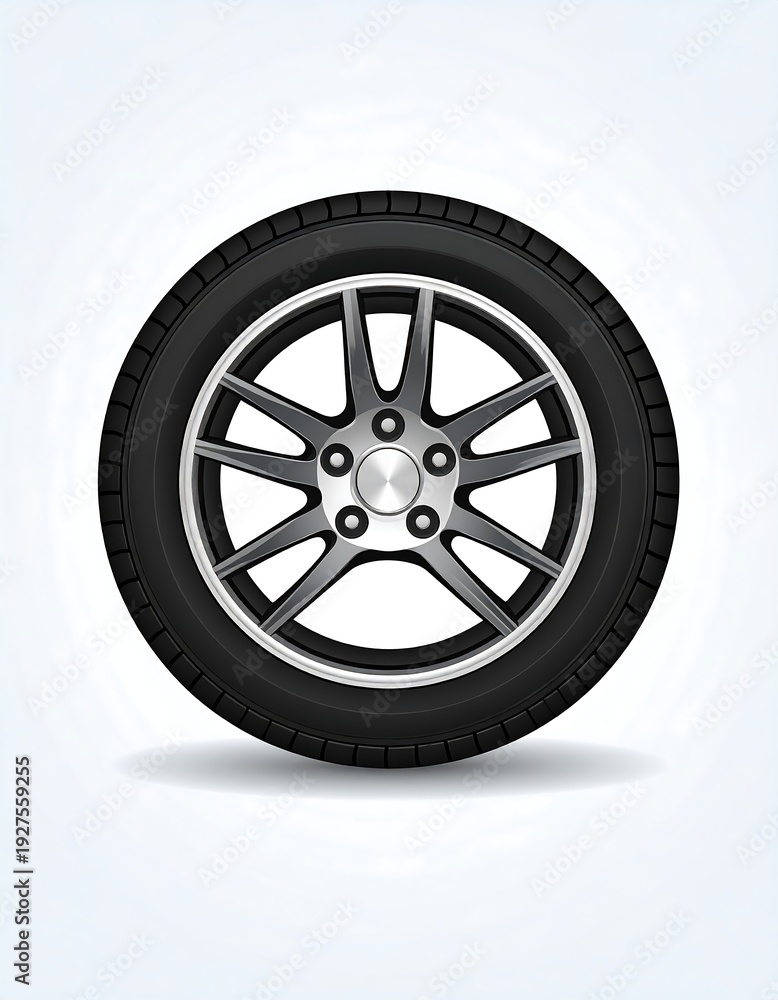 Obraz premium Isolated car tire and wheel against white background
