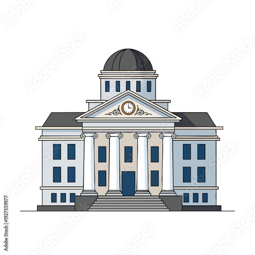 Imposing Government Building with Classical Architecture and Dome
