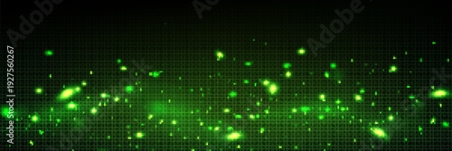 A mesmerizing display of vibrant green lights scattered across a dark background