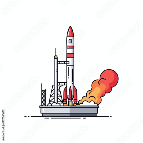 Dynamic Space Rocket Launch with Rocket Engine Exhaust Plume