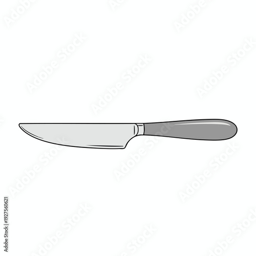 Close up of a Chef s Knife with a Gray Handle and Sharp Blade for Culinary Use