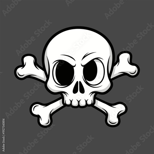Skull Crossbones Danger Warning Symbol Illustration.