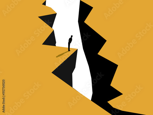 businessman stood analyzing the gap ahead