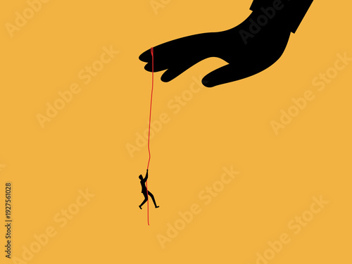 hand grabbed a rope and helped the businessman climb up