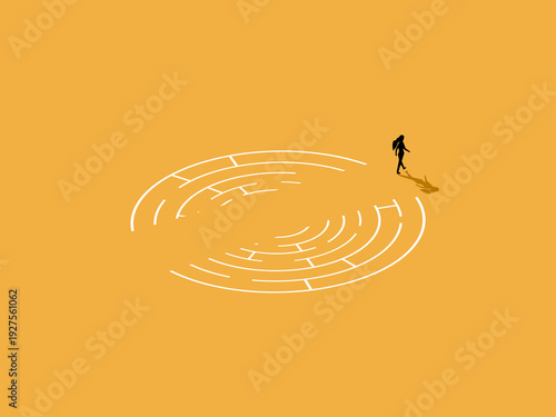 businesswoman walked through a maze