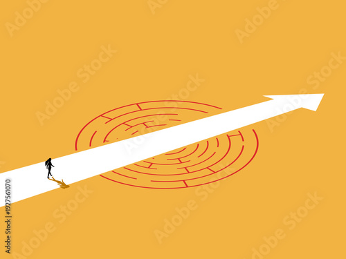 businesswoman with vision can see through a labyrinth
