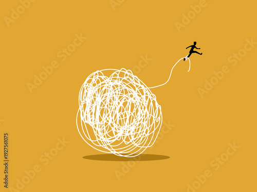 businessman jumped away from the chaos