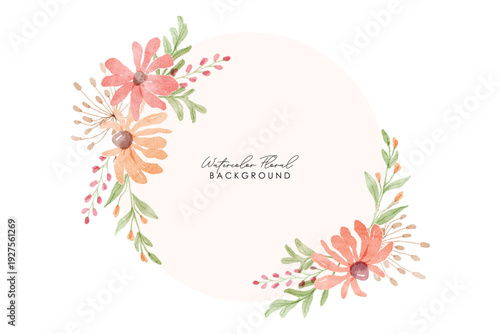 Watercolor floral frame with flowers and leaves. Spring and summer watercolor flower element vector set. Watercolor hand painted botanical floral.