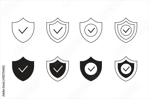 Security shield icon set vector