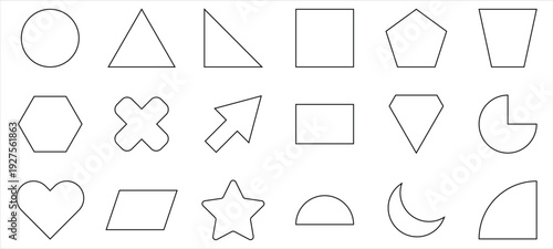 Abstract Basic Geometric Figures Set with Polygonal Elements and Trendy Minimal Flat Style Design