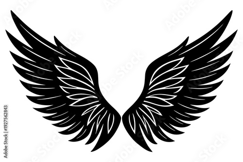 silhouette of a angel wings vector illustration isolated on white background