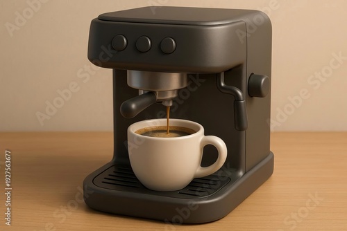 Coffee maker with a cup of fresh coffee