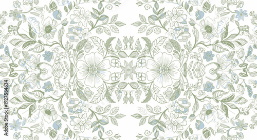 Elegant floral pattern with pastel colors and intricate design.