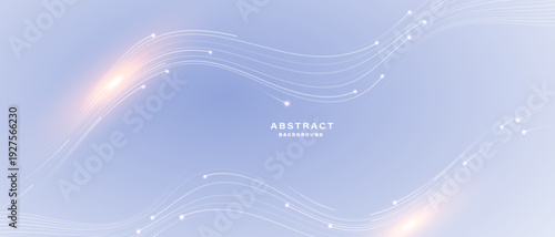 Elegant pastel blue background with flowing white light waves.