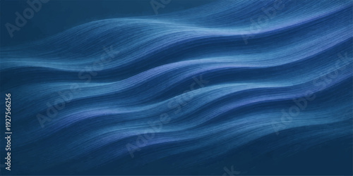 Abstract blue waves with a soft silk texture and smooth flowing curves create a digital motion pattern of light and purple satin fabric for a modern wallpaper backdrop design