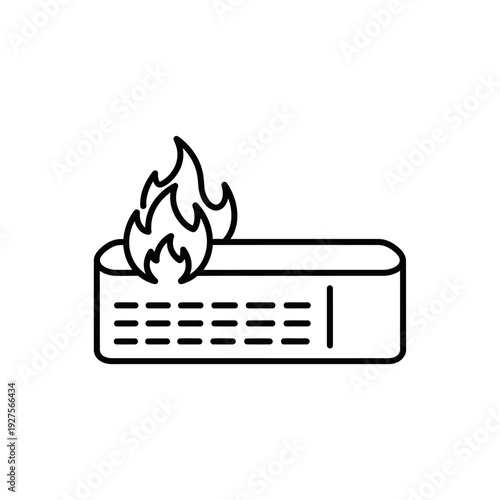 Burning air conditioner unit on fire.
