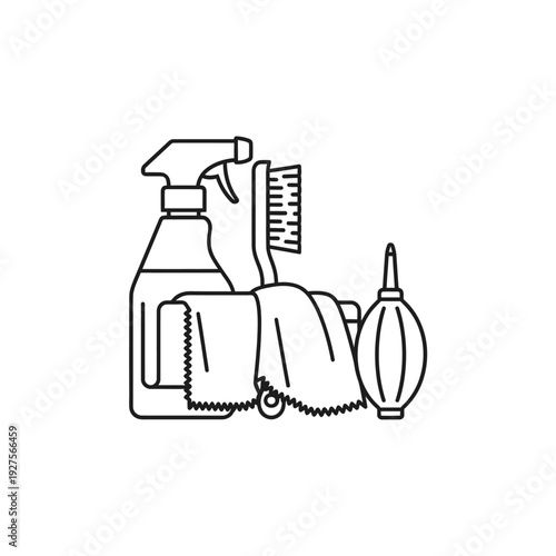 Cleaning supplies and tools.