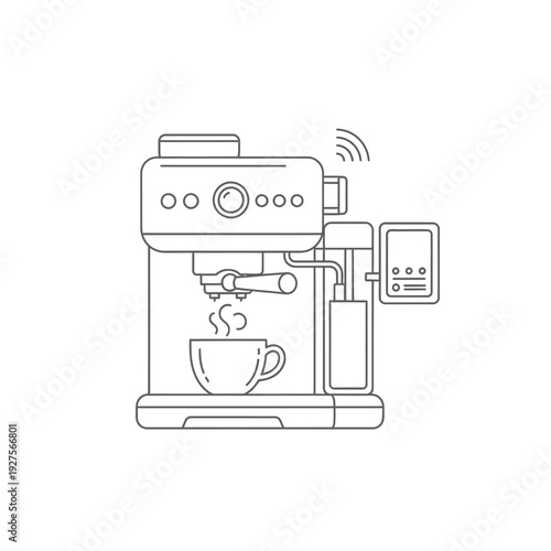 Modern Coffee Machine With Cup.