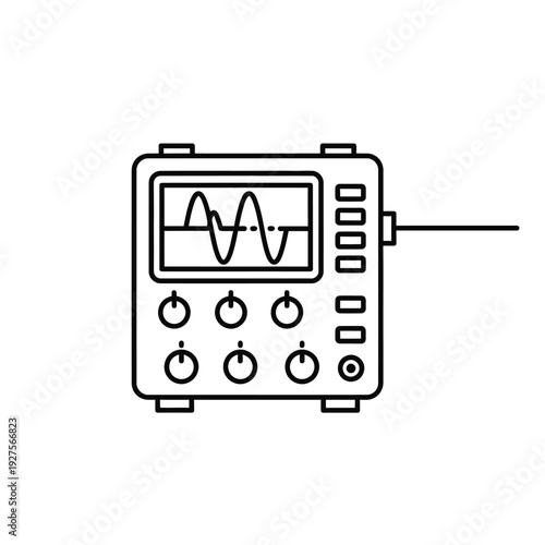 Oscilloscope device with screen display.