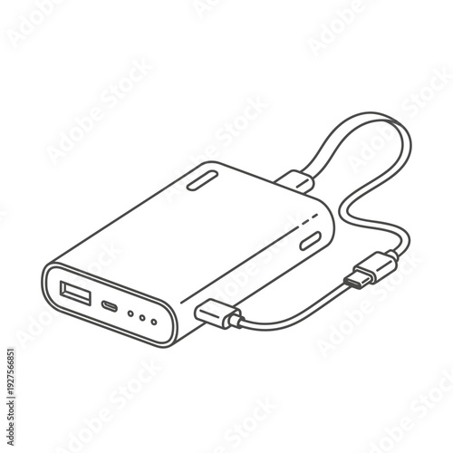 Portable Power Bank Device with Cable.