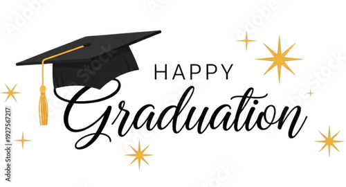 Classy Graduation Celebration Typography with Mortarboard Vector