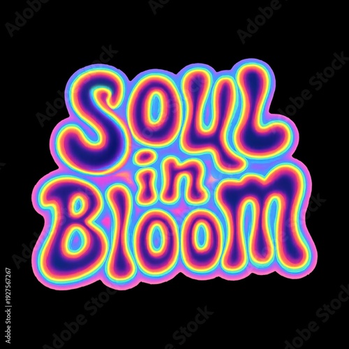 Psychedelic vibrant retro typography design.