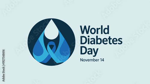 World diabetes day november 14 blue drop logo design illustration for awareness campaign on light background