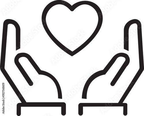 Heart in hand icons set. Hands holding heart icon. Love icon. Health, medicine symbol. Healthcare hands holding heart flat and line style - stock vector. See Less