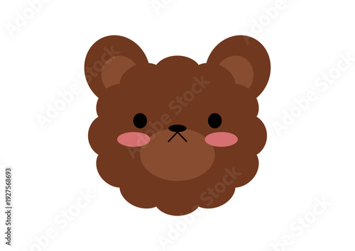An adorable cartoon teddy bear head is depicted with a wide, cheerful smile. The image is presented in an isolated view.