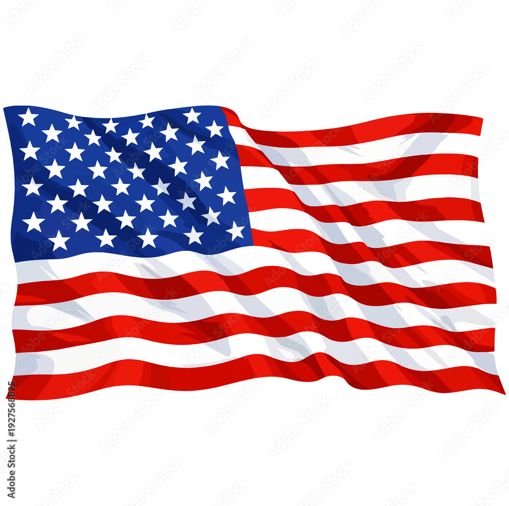 Obraz premium Waving American Flag Illustration - Stylized United States National Flag Vector