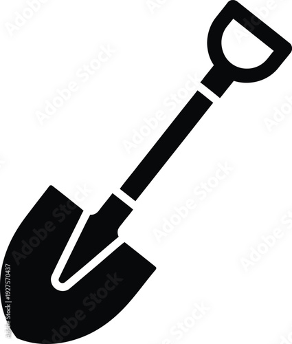 Black shovel icon isolated on transparent background