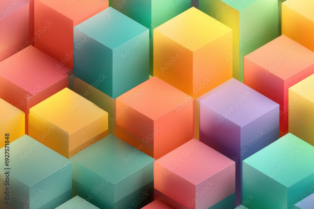 Obraz premium Vibrant Gradient Cubes Abstract 3D Pattern