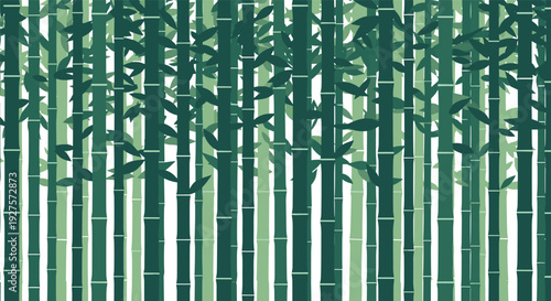 Dense bamboo forest with green stalks and leaves provides a calm and tranquil natural background for wellness or asian themes.